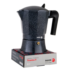 Fagor "Tiramisu" Aluminium Espresso Maker - 9 Cup Charcoal