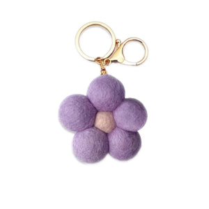 Felt Flower Keychain Bag Charm - Vintage Petals - Lilac