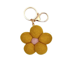 Felt Flower Keychain Bag Charm - Spring Bloom - Yellow