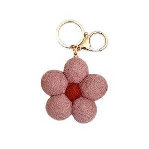 Felt Flower Keychain Bag Charm - Spring Bloom - Pink
