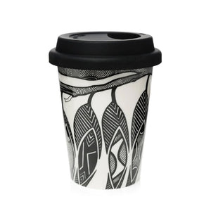 Indigenous Australian Art - Dancing Wombat - Travel Mug