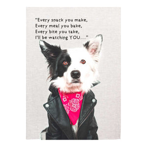 Tea Towel - Dogs Border Collie - I'll be watching you...