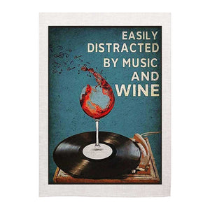 Tea towel - Easily Distracted By Music & Wine