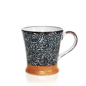 Japanese Short Tea Mug - Spiral Black