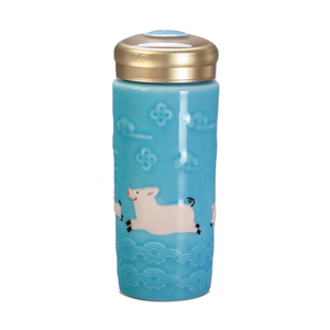 Liven Tourmaline Tumbler - Two Lucky Pigs - Blue - Red Sparrow Tea Company