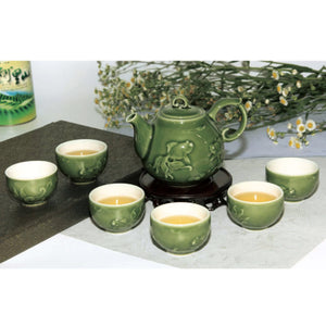 Liven Tourmaline Tea Set - Happy Goldfish - Green