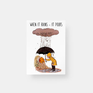 Tea towel - Pooh - When It Rains