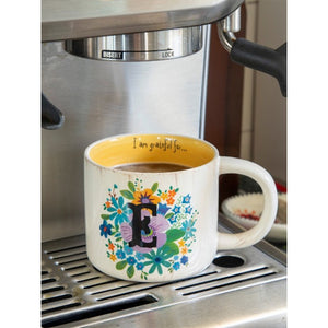 Natural Life - Initial Flower Mug - E