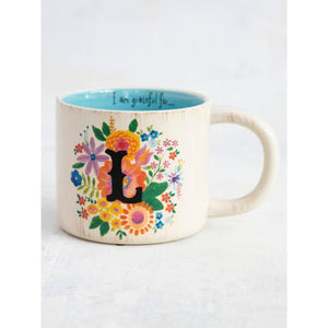 Natural Life - Initial Flower Mug - L