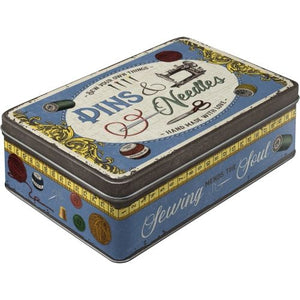 Nostalgic Art - Flat Storage Tin - Pins & Needles Sewing Box