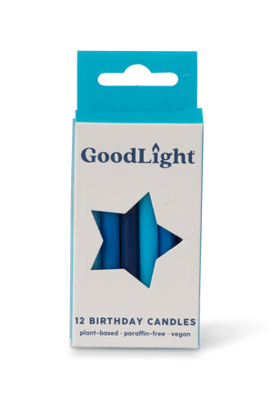 Vegan Birthday Candles | 12-Count Box: Blue Trio