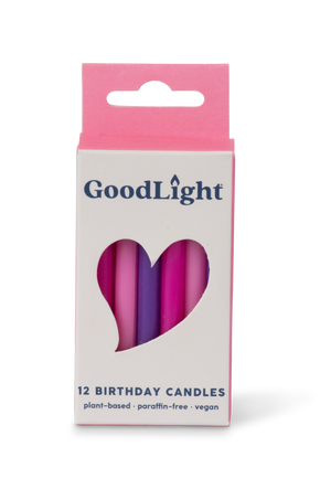 Vegan Birthday Candles | 12-Count Box: Pinks and Purple