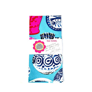 Anna Chandler - Tea Towel – Vases on Turquoise