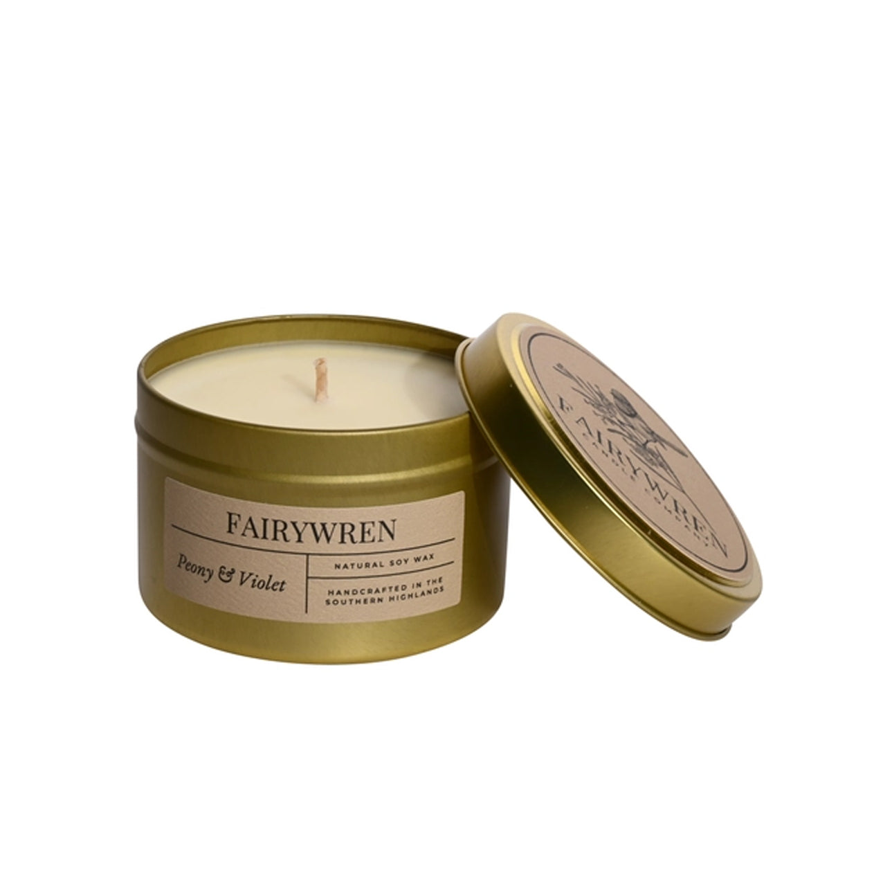 Fairywren Candle - Peony & Violet - Travel Tin