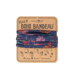 Natural Life - Half Boho Bandeau - Watercolour Indigo Floral