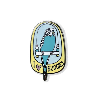 Bridget Farmer - Enamel Pin - I Love Budgies