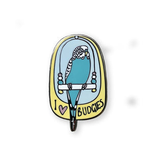 Bridget Farmer - Enamel Pin - I Love Budgies - Red Sparrow Tea Company