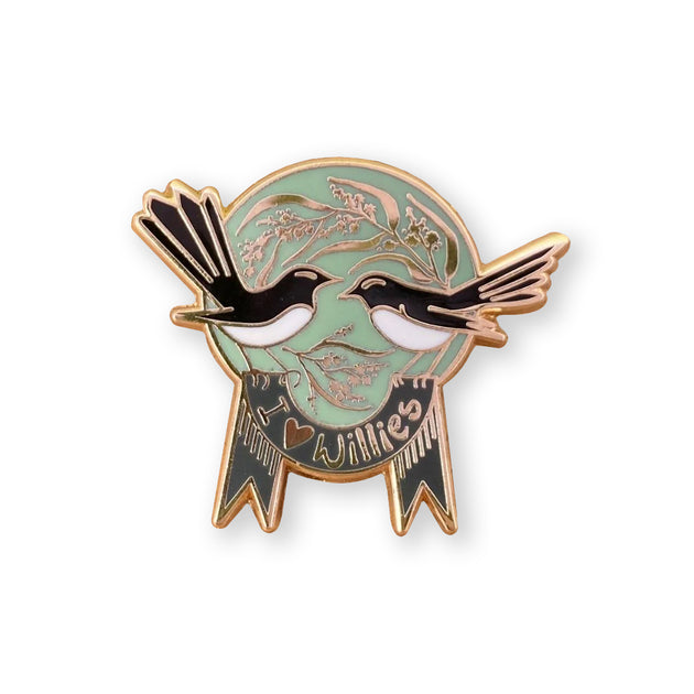Bridget Farmer - Enamel Pin - I Love Willies - Red Sparrow Tea Company
