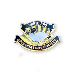 Bridget Farmer - Enamel Pin - White Ibis Appreciation Society - Red Sparrow Tea Company