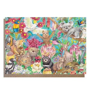 Watercolour Australian Animal Family Greeting Card