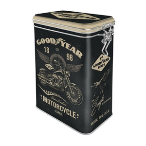 Nostalgic Art - Clip Top Storage Tin - Goodyear Motorcycle