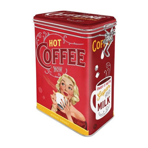Nostalgic Art - Clip Top Storage Tin - Hot Coffee Now