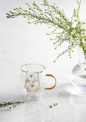 Ashdene - Elegant Bee - Double Walled Glass Mug