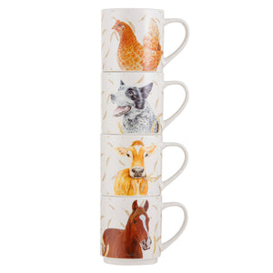Ashdene - Farmyard Faces 2 Stackable Mugs 4pk