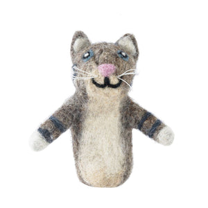 Felted Finger Puppet - Cat Grey