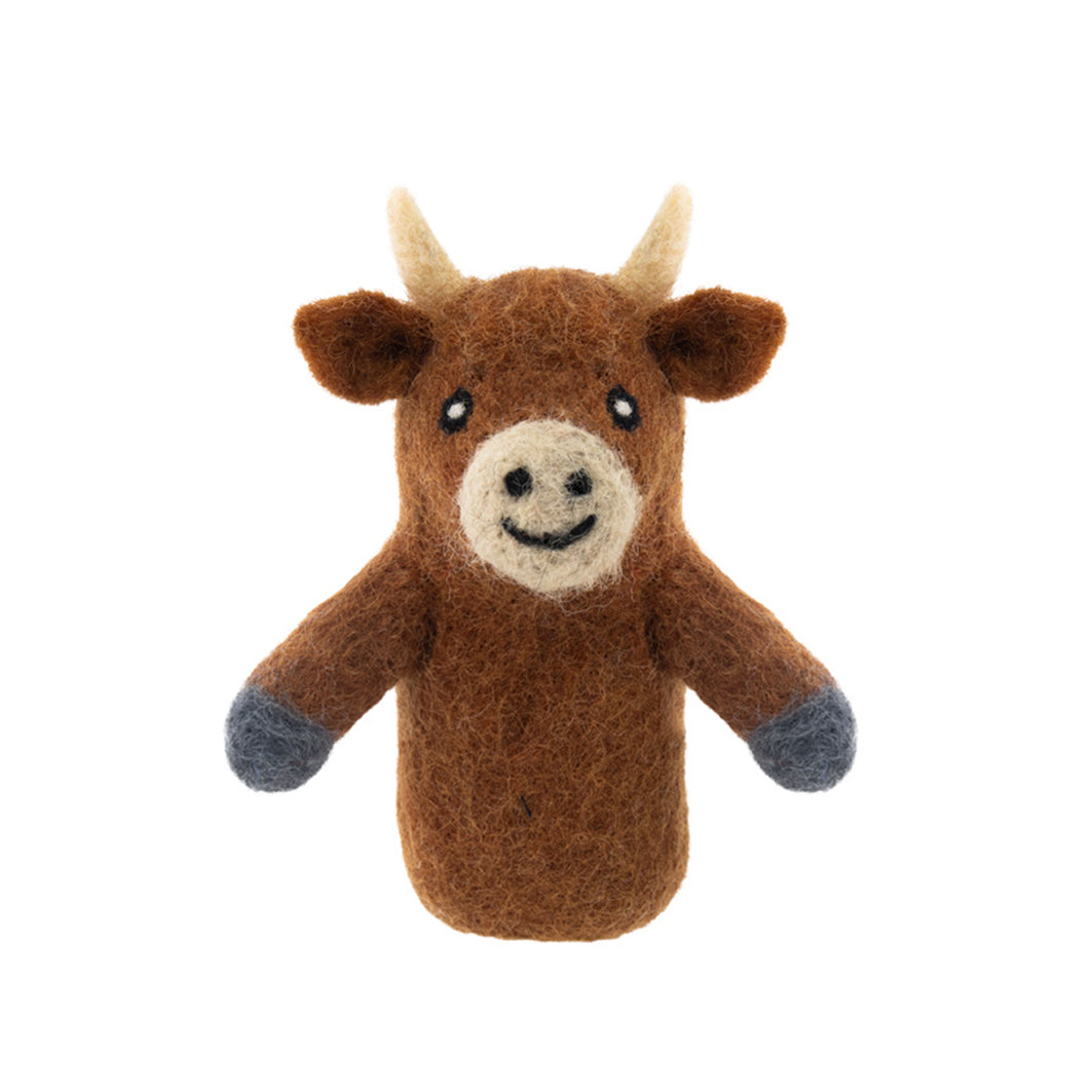 Felted Finger Puppet - Highland Cow
