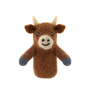 Felted Finger Puppet - Highland Cow