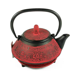 Cast Iron Teapot - Ancient Pattern Red - 800ml