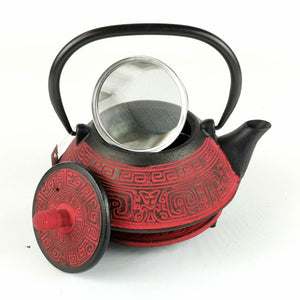 Cast Iron Teapot - Ancient Pattern Red - 800ml