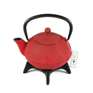 Cast Iron Teapot - Red With Trivet Stand - 500ml