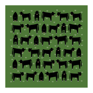 Red Tractor Designs - Cotton Hanky - Angus on Green