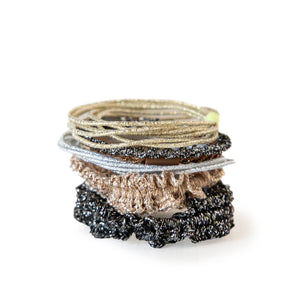 Natural Life - Metallic Textured Hair Ties, Set of 6