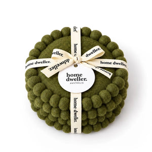 Felt Coaster Set - Forest Green