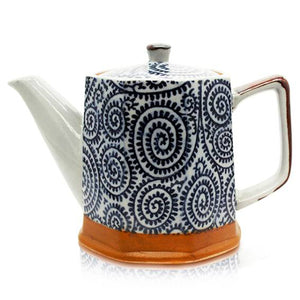 Japanese Teapot - Tako Blue Spiral