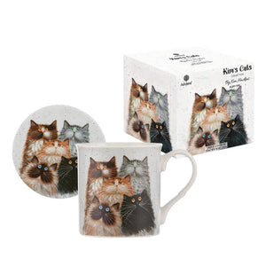 Ashdene - Kim's Cats 'Fluffy Five' Mug & Coaster Set