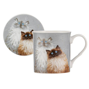 Ashdene - Kim's Cats Sully & Bucky Mug & Coaster Set
