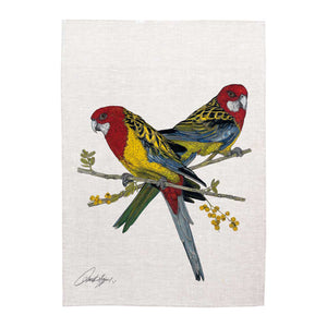 Linen Tea Towel - Australia - Eastern Rosellas