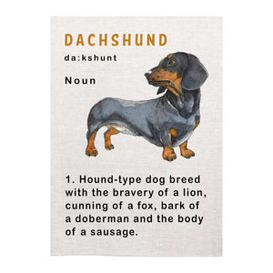 Linen Tea Towel - Dogs - Dachshund Noun