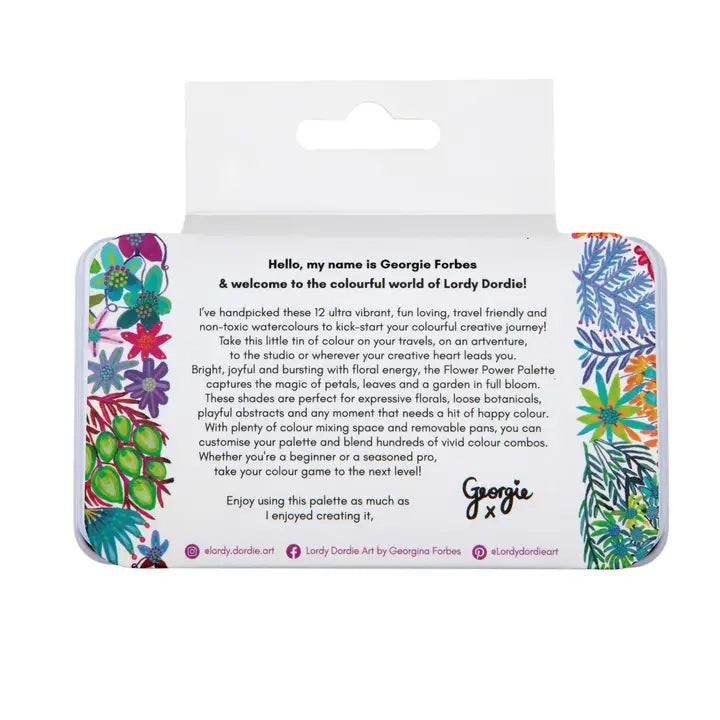 Lordy Dordie - Flower Power - Watercolour Travel Paint Set