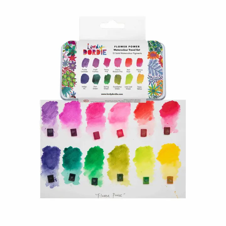 Lordy Dordie - Flower Power - Watercolour Travel Paint Set