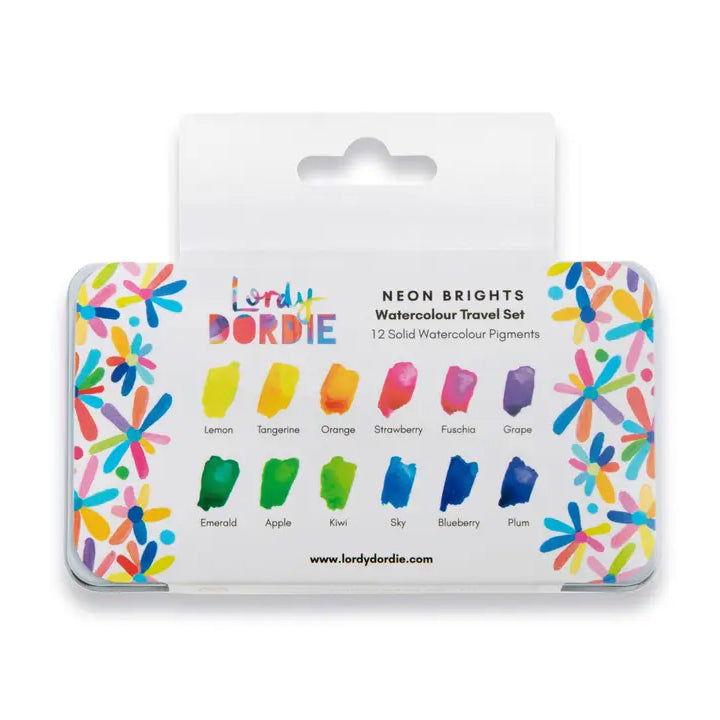 Lordy Dordie - Neon Brights - Watercolour Travel Paint Set