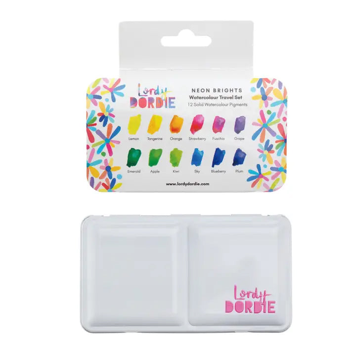 Lordy Dordie - Neon Brights - Watercolour Travel Paint Set