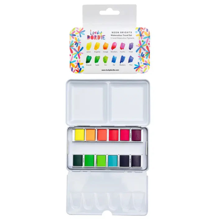 Lordy Dordie - Neon Brights - Watercolour Travel Paint Set
