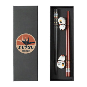 Omotenashi - LUCKY CAT Chopsticks & Rests Set