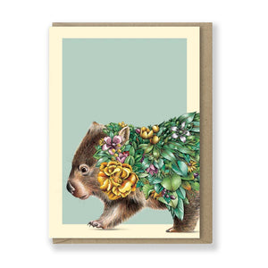 Marini Ferlazzo - Greeting Card - Wombat Bushwalk