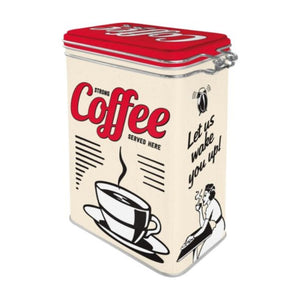 Nostalgic Art - Clip Top Storage Tin - Strong Coffee Served Here